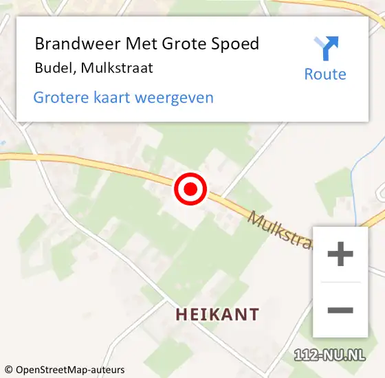 Locatie op kaart van de 112 melding: Brandweer Met Grote Spoed Naar Budel, Mulkstraat op 26 september 2013 16:00