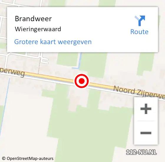 Locatie op kaart van de 112 melding: Brandweer Wieringerwaard op 11 maart 2019 20:23