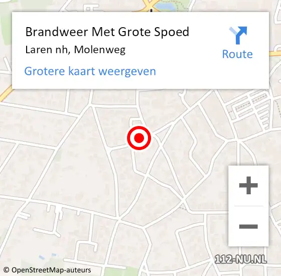 Locatie op kaart van de 112 melding: Brandweer Met Grote Spoed Naar Laren nh, Molenweg op 11 maart 2019 20:29