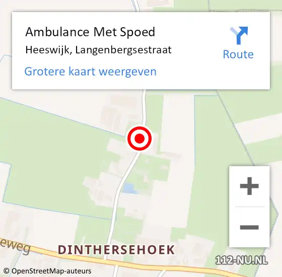 Locatie op kaart van de 112 melding: Ambulance Met Spoed Naar Heeswijk, Langenbergsestraat op 11 maart 2019 20:46