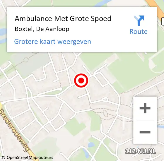 Locatie op kaart van de 112 melding: Ambulance Met Grote Spoed Naar Boxtel, De Aanloop op 11 maart 2019 21:05