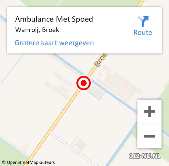 Locatie op kaart van de 112 melding: Ambulance Met Spoed Naar Wanroij, Broek op 11 maart 2019 21:22
