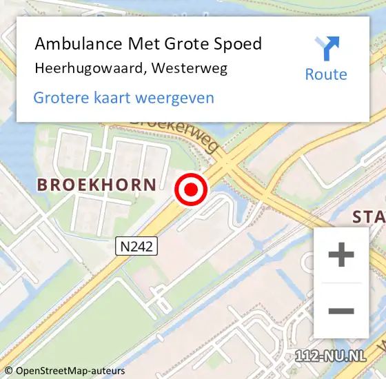Locatie op kaart van de 112 melding: Ambulance Met Grote Spoed Naar Heerhugowaard, Westerweg op 11 maart 2019 21:29