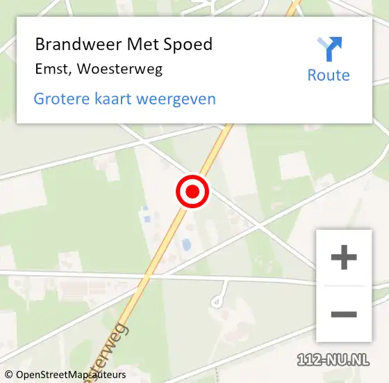 Locatie op kaart van de 112 melding: Brandweer Met Spoed Naar Emst, Woesterweg op 11 maart 2019 22:23