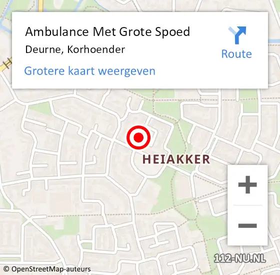 Locatie op kaart van de 112 melding: Ambulance Met Grote Spoed Naar Deurne, Korhoender op 11 maart 2019 23:27