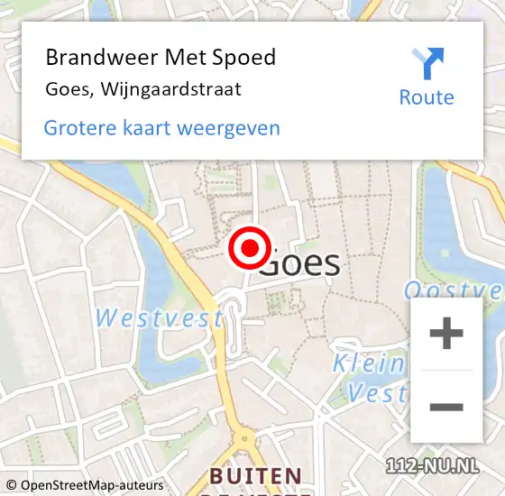 Locatie op kaart van de 112 melding: Brandweer Met Spoed Naar Goes, Wijngaardstraat op 11 maart 2019 23:47