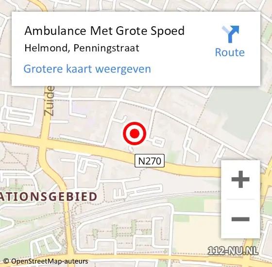 Locatie op kaart van de 112 melding: Ambulance Met Grote Spoed Naar Helmond, Penningstraat op 12 maart 2019 01:36