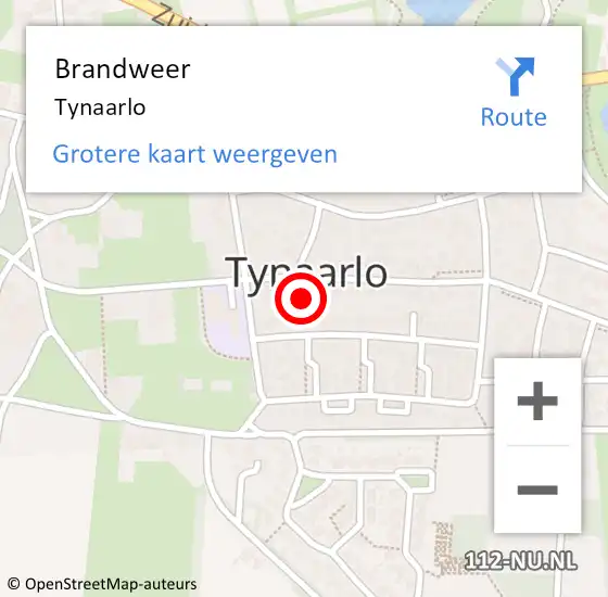 Locatie op kaart van de 112 melding: Brandweer Tynaarlo op 12 maart 2019 04:32