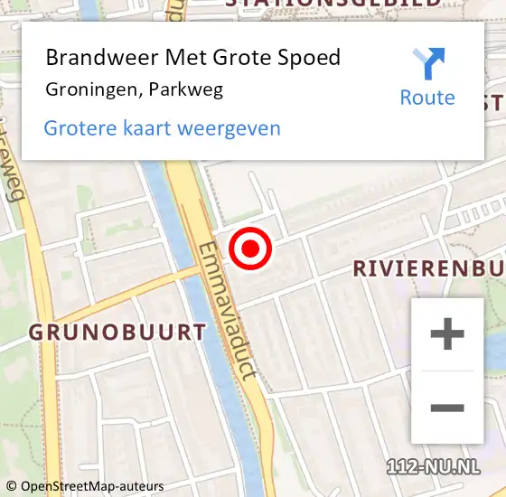 Locatie op kaart van de 112 melding: Brandweer Met Grote Spoed Naar Groningen, Parkweg op 12 maart 2019 08:14