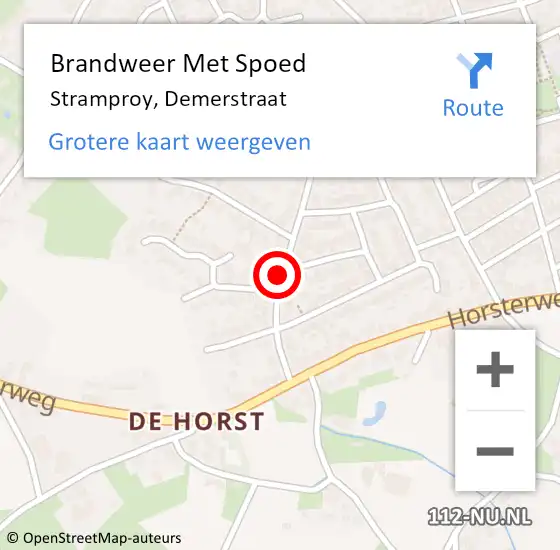 Locatie op kaart van de 112 melding: Brandweer Met Spoed Naar Stramproy, Demerstraat op 12 maart 2019 09:49