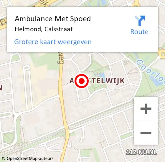 Locatie op kaart van de 112 melding: Ambulance Met Spoed Naar Helmond, Calsstraat op 12 maart 2019 09:55