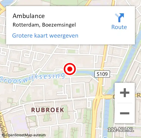 Locatie op kaart van de 112 melding: Ambulance Rotterdam, Boezemsingel op 12 maart 2019 11:12