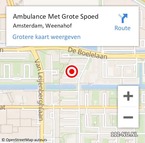 Locatie op kaart van de 112 melding: Ambulance Met Grote Spoed Naar Amsterdam, Weenahof op 12 maart 2019 12:50