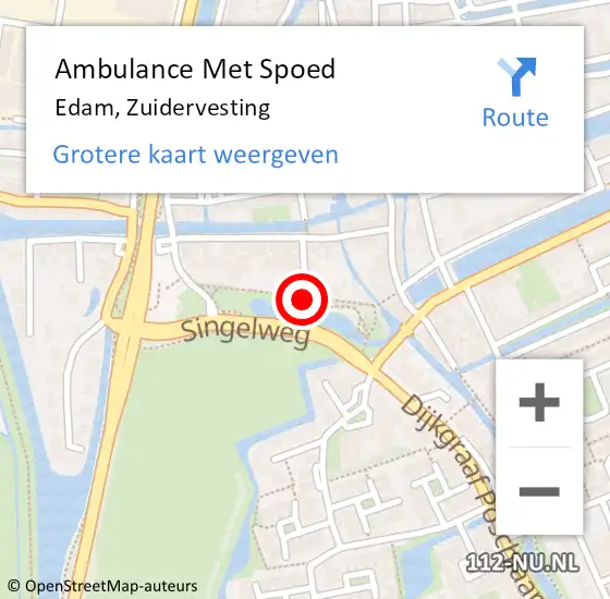 Locatie op kaart van de 112 melding: Ambulance Met Spoed Naar Edam, Zuidervesting op 12 maart 2019 13:28