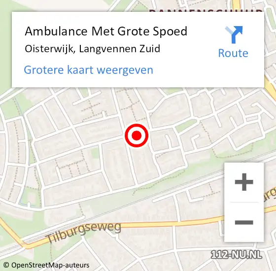 Locatie op kaart van de 112 melding: Ambulance Met Grote Spoed Naar Oisterwijk, Langvennen Zuid op 12 maart 2019 14:16