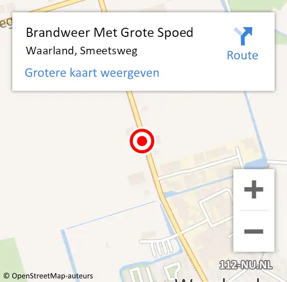 Locatie op kaart van de 112 melding: Brandweer Met Grote Spoed Naar Waarland, Smeetsweg op 12 maart 2019 14:55