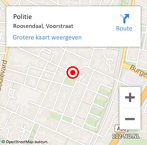 Locatie op kaart van de 112 melding: Politie Roosendaal, Voorstraat op 12 maart 2019 15:10