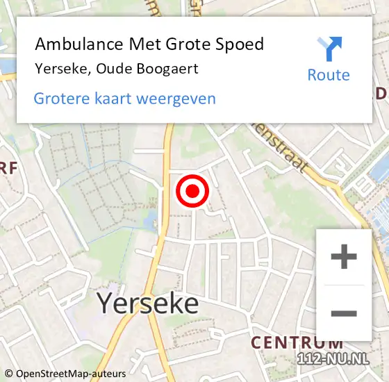 Locatie op kaart van de 112 melding: Ambulance Met Grote Spoed Naar Yerseke, Oude Boogaert op 26 maart 2014 09:10