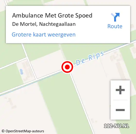 Locatie op kaart van de 112 melding: Ambulance Met Grote Spoed Naar De Mortel, Nachtegaallaan op 12 maart 2019 15:17