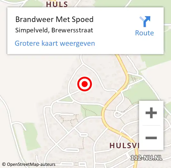 Locatie op kaart van de 112 melding: Brandweer Met Spoed Naar Simpelveld, Brewersstraat op 12 maart 2019 15:48