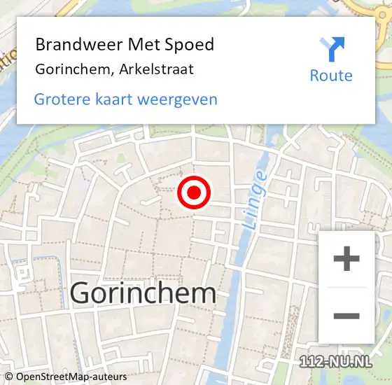 Locatie op kaart van de 112 melding: Brandweer Met Spoed Naar Gorinchem, Arkelstraat op 12 maart 2019 15:50