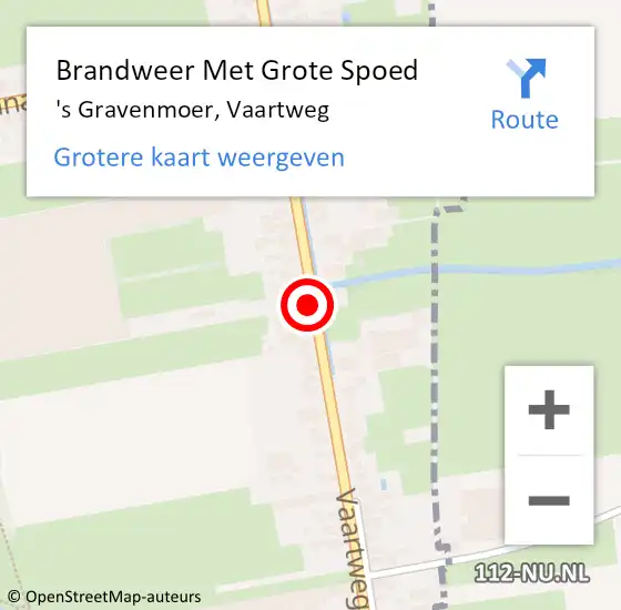 Locatie op kaart van de 112 melding: Brandweer Met Grote Spoed Naar 's Gravenmoer, Vaartweg op 12 maart 2019 16:05