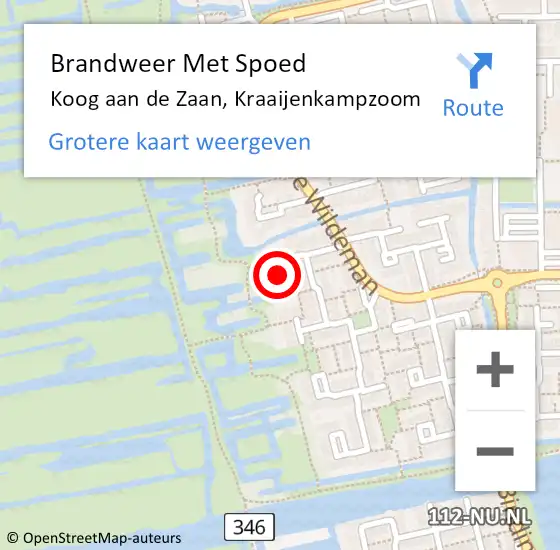 Locatie op kaart van de 112 melding: Brandweer Met Spoed Naar Koog aan de Zaan, Kraaijenkampzoom op 12 maart 2019 16:22