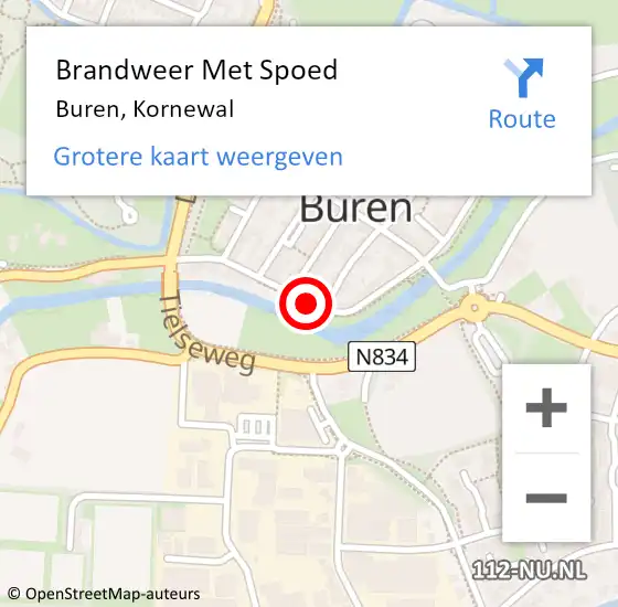 Locatie op kaart van de 112 melding: Brandweer Met Spoed Naar Buren, Kornewal op 12 maart 2019 17:20