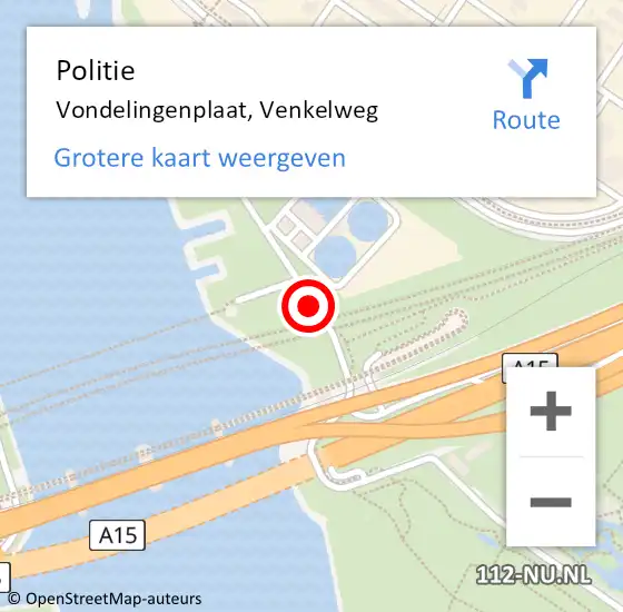 Locatie op kaart van de 112 melding: Politie Vondelingenplaat, Venkelweg op 12 maart 2019 17:36