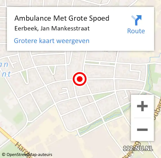 Locatie op kaart van de 112 melding: Ambulance Met Grote Spoed Naar Eerbeek, Jan Mankesstraat op 12 maart 2019 17:50