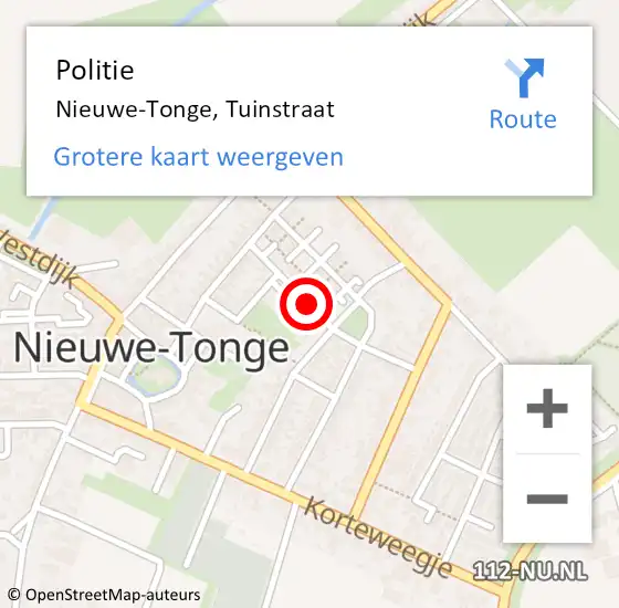 Locatie op kaart van de 112 melding: Politie Nieuwe-Tonge, Tuinstraat op 12 maart 2019 18:02