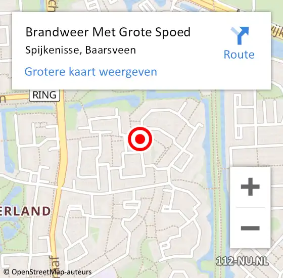 Locatie op kaart van de 112 melding: Brandweer Met Grote Spoed Naar Spijkenisse, Baarsveen op 12 maart 2019 18:11