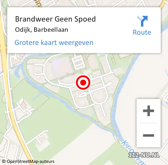 Locatie op kaart van de 112 melding: Brandweer Geen Spoed Naar Odijk, Barbeellaan op 12 maart 2019 20:38