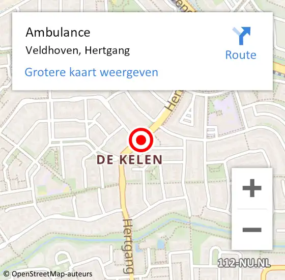 Locatie op kaart van de 112 melding: Ambulance Veldhoven, Hertgang op 12 maart 2019 20:38