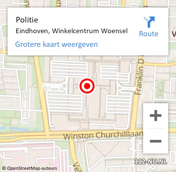 Locatie op kaart van de 112 melding: Politie Eindhoven, Winkelcentrum Woensel op 12 maart 2019 21:58