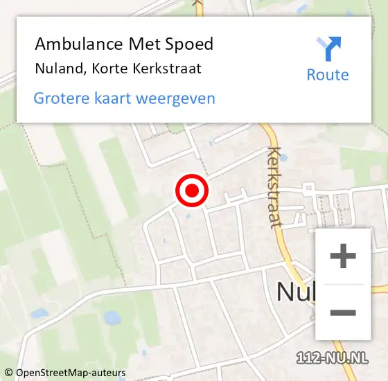 Locatie op kaart van de 112 melding: Ambulance Met Spoed Naar Nuland, Korte Kerkstraat op 13 maart 2019 00:28