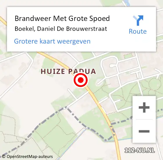 Locatie op kaart van de 112 melding: Brandweer Met Grote Spoed Naar Boekel, Daniel De Brouwerstraat op 13 maart 2019 01:29