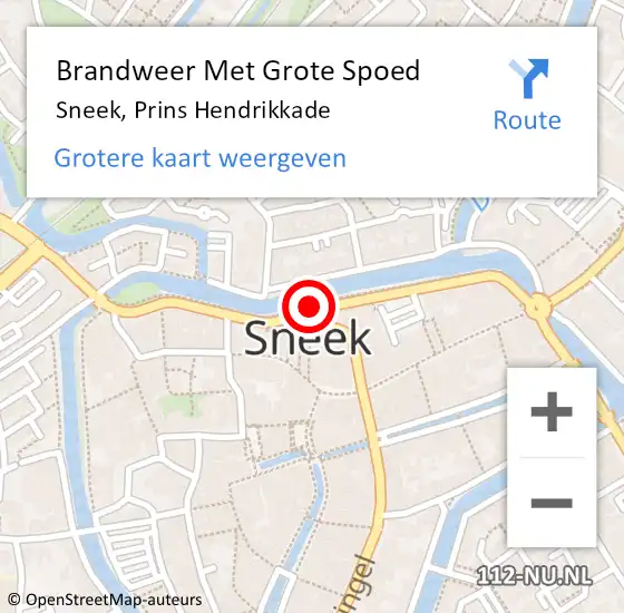 Locatie op kaart van de 112 melding: Brandweer Met Grote Spoed Naar Sneek, Prins Hendrikkade op 13 maart 2019 03:35