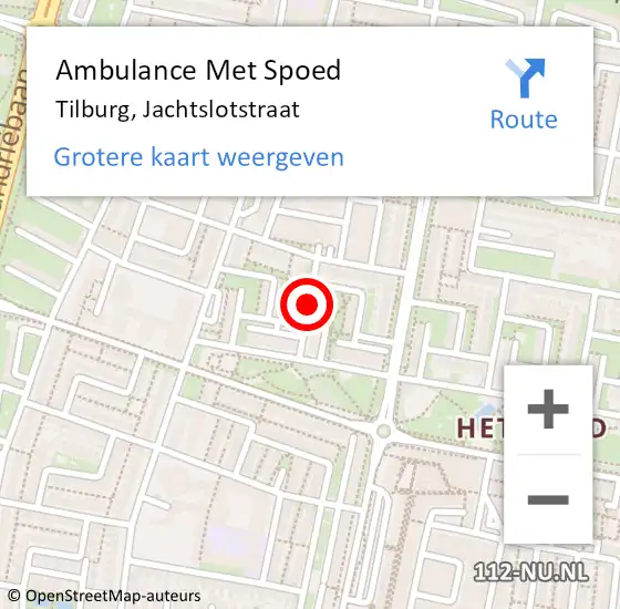 Locatie op kaart van de 112 melding: Ambulance Met Spoed Naar Tilburg, Jachtslotstraat op 13 maart 2019 03:39