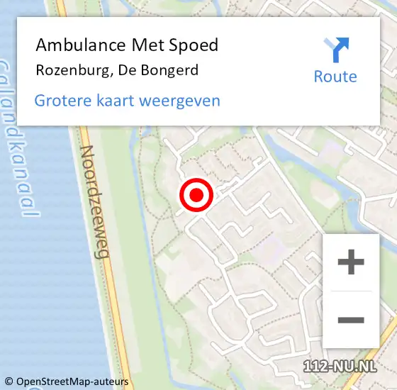 Locatie op kaart van de 112 melding: Ambulance Met Spoed Naar Rozenburg, De Bongerd op 13 maart 2019 03:49