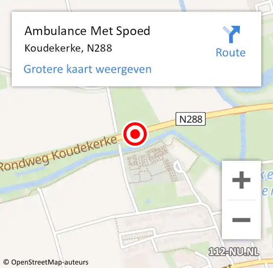 Locatie op kaart van de 112 melding: Ambulance Met Spoed Naar Koudekerke, N288 op 26 maart 2014 09:57