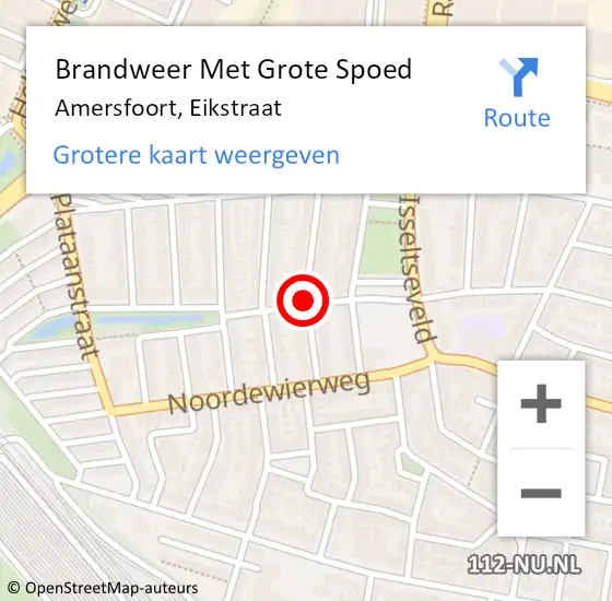 Locatie op kaart van de 112 melding: Brandweer Met Grote Spoed Naar Amersfoort, Eikstraat op 13 maart 2019 08:43