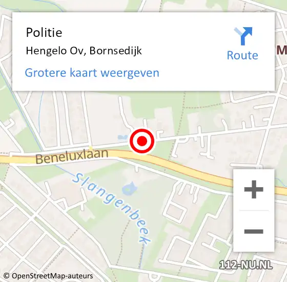 Locatie op kaart van de 112 melding: Politie Hengelo Ov, Bornsedijk op 13 maart 2019 08:54