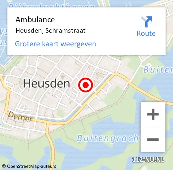 Locatie op kaart van de 112 melding: Ambulance Heusden, Schramstraat op 13 maart 2019 08:59