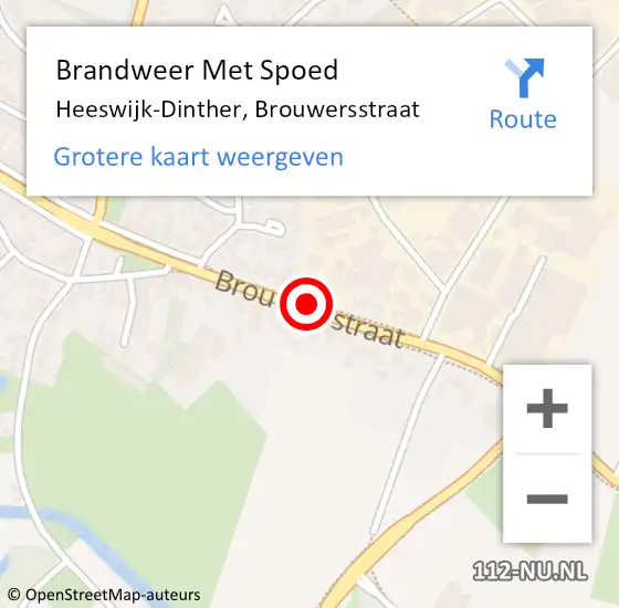 Locatie op kaart van de 112 melding: Brandweer Met Spoed Naar Heeswijk-Dinther, Brouwersstraat op 13 maart 2019 09:20