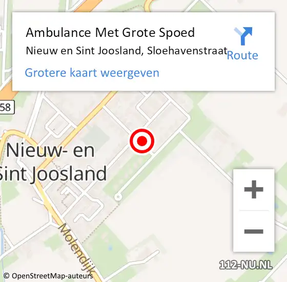 Locatie op kaart van de 112 melding: Ambulance Met Grote Spoed Naar Nieuw en Sint Joosland, Sloehavenstraat op 26 maart 2014 10:09