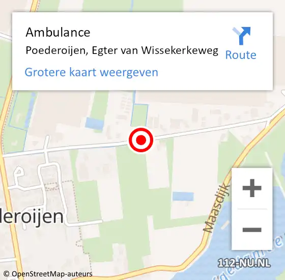 Locatie op kaart van de 112 melding: Ambulance Poederoijen, Egter van Wissekerkeweg op 13 maart 2019 09:59