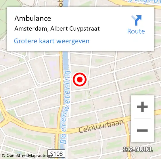 Locatie op kaart van de 112 melding: Ambulance Amsterdam, Albert Cuypstraat op 13 maart 2019 10:12