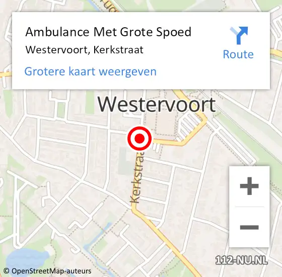 Locatie op kaart van de 112 melding: Ambulance Met Grote Spoed Naar Westervoort, Kerkstraat op 13 maart 2019 10:13