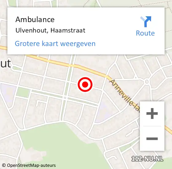 Locatie op kaart van de 112 melding: Ambulance Ulvenhout, Haamstraat op 13 maart 2019 10:36